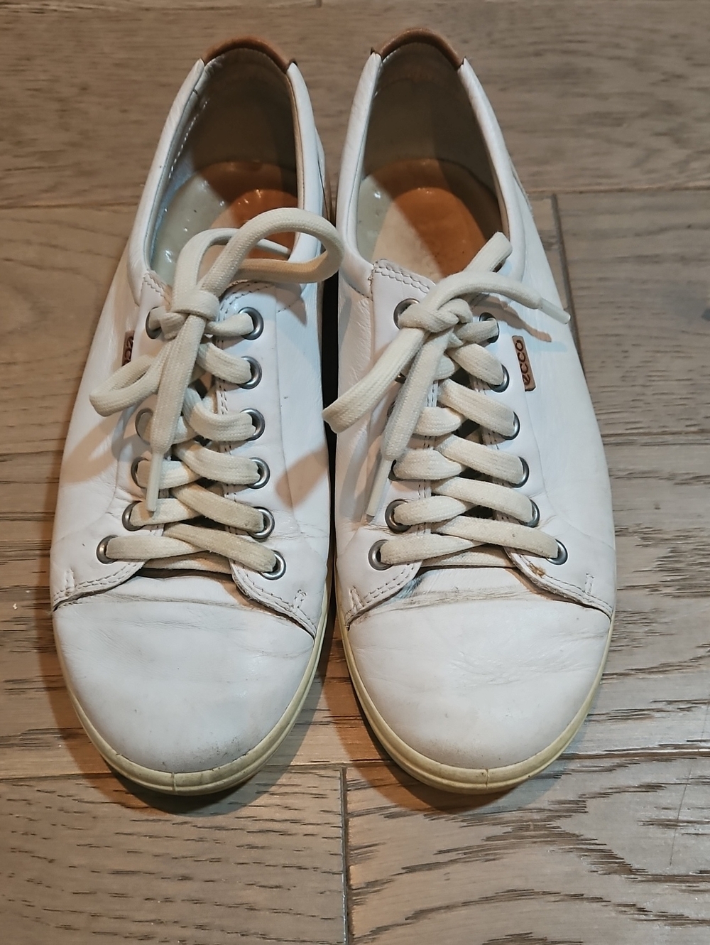 Soze 39 Ecco Women's White Leather Lace-Up Sneakers